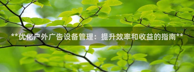 杏宇平台登录步骤是什么：**优化户外广告设备管理：提升效率和收益的指南**