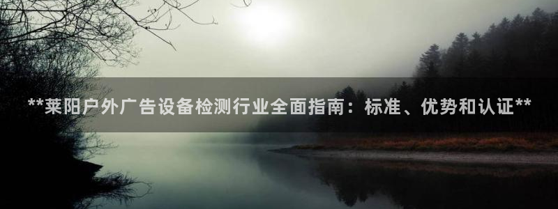 杏宇平台总代理：**莱阳户外广告设备检测行业全面指南：标准、优势和认证**